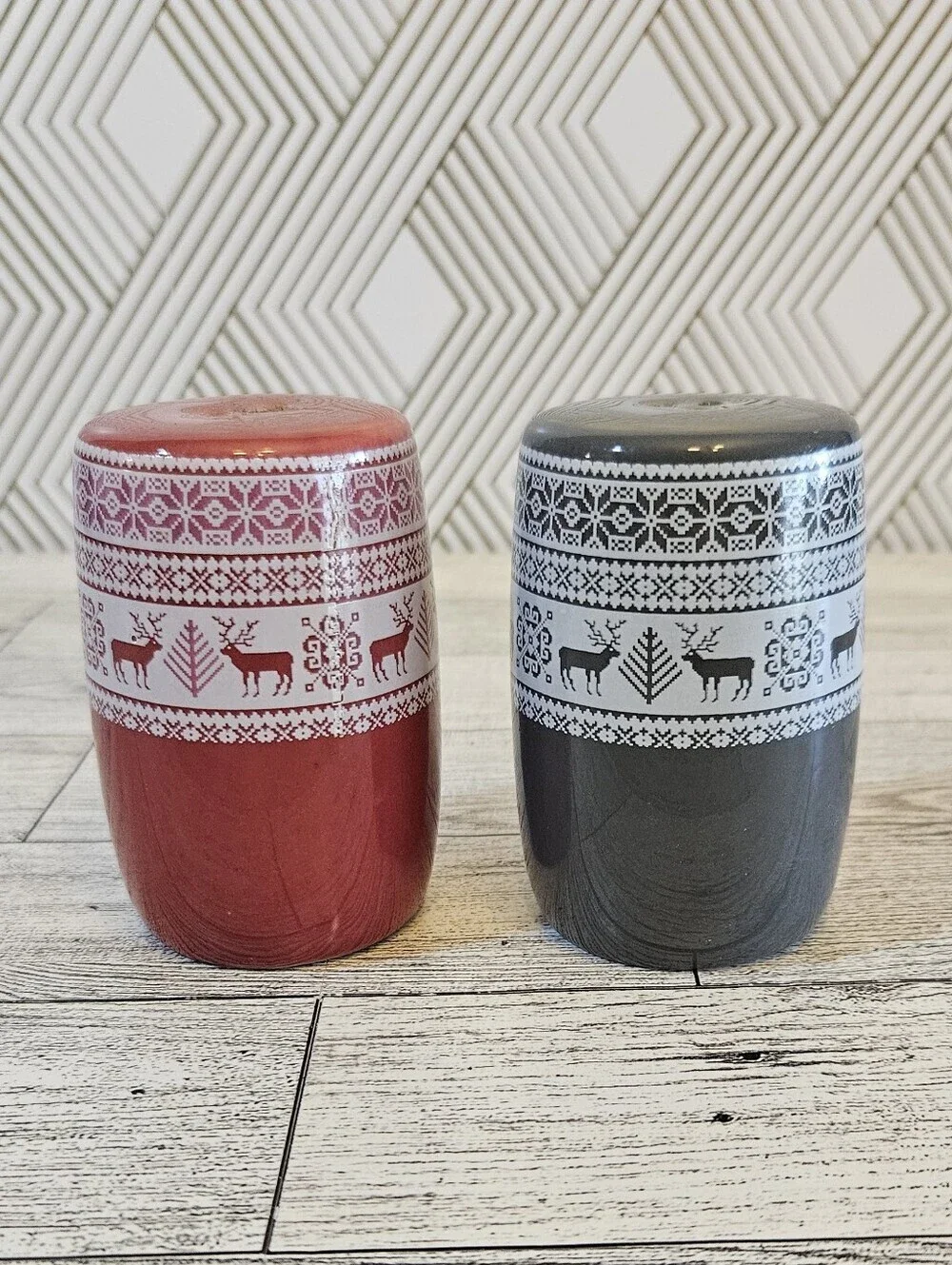 Salt And Pepper Shakers Set Christmas Sweater Print Holiday